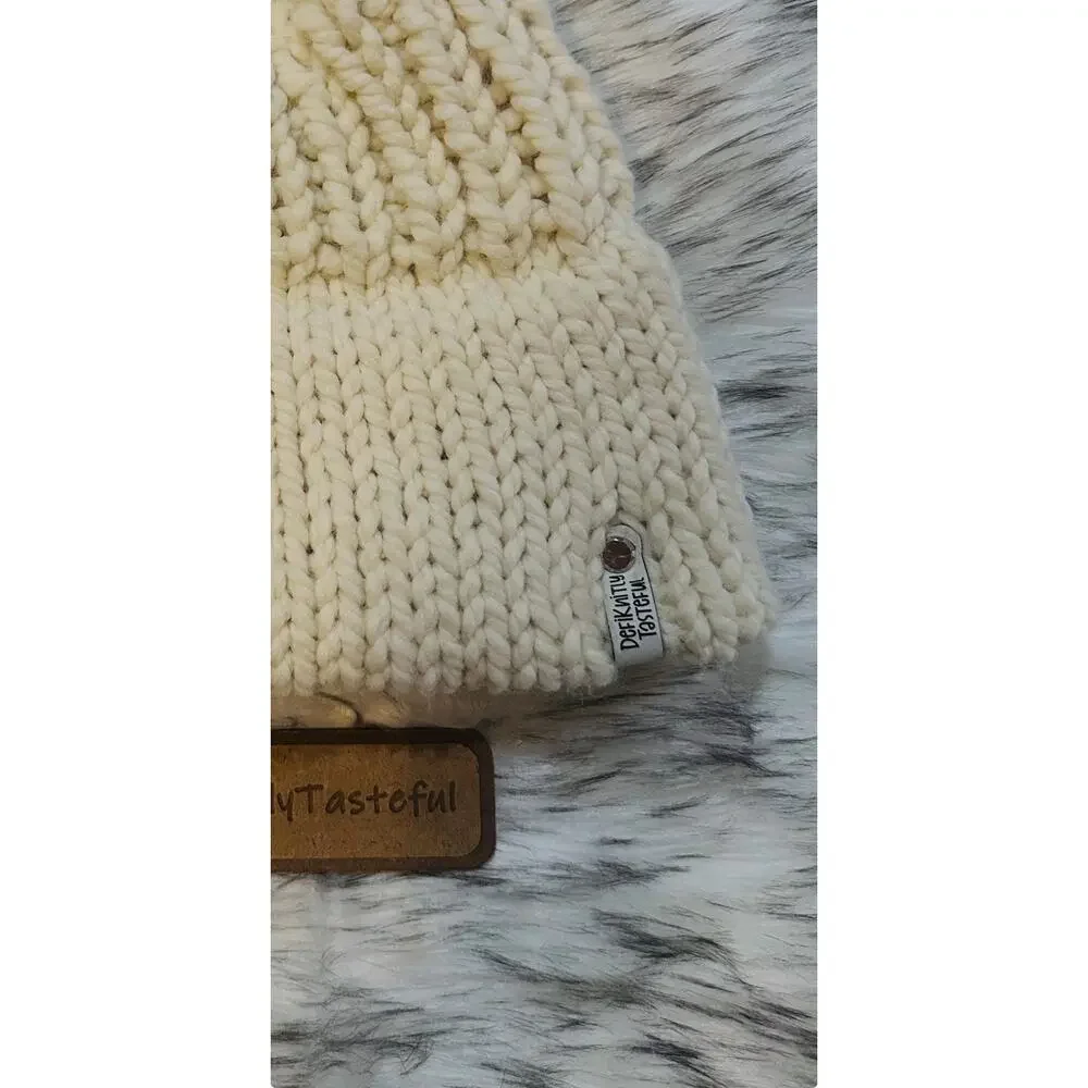 Cozy Cream Knit Beanie with Double Brim - Must Have for Winter Adventures